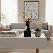 Modern Black & Gold Deer Head Sculpture | Geometric Showpiece for Home Decor