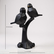 Modern Black Geometric Birds on Branch