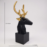 Modern Black & Gold Deer Head Sculpture | Geometric Showpiece for Home Decor