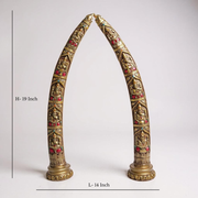 Antique Gold Elephant Tusk Arch with Ganesha Engraving