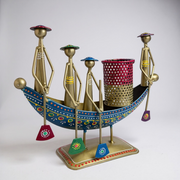 Tribal Boat Pen Stand – Handcrafted Folk Art