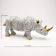 Mini White & Gold Rhinoceros Statue