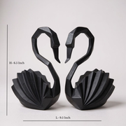 Modern Black Swan Figurine | Minimalist Home Decor Accent (Set of two)