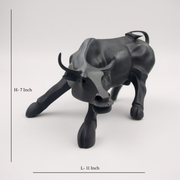 Sleek Black Charging Bull Statue