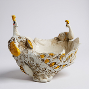 Peacock Decorative Bowl | White & Gold Showpiece for Home Decor