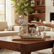 Mother and Baby Elephant Figurine | Elephant Showpiece with Golden Base