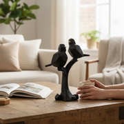 Modern Black Geometric Birds on Branch