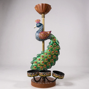 Peacock Candle Stand – Handcrafted Metal Decor