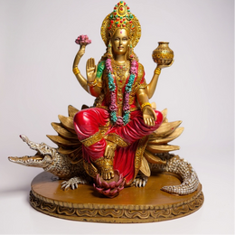 Divine Ganga Mata on Crocodile Statue