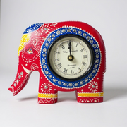 Royal Elephant Table Clock – Red Finish