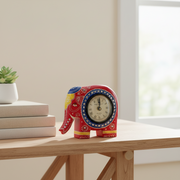 Royal Elephant Table Clock – Red Finish