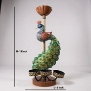 Peacock Candle Stand – Handcrafted Metal Decor