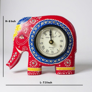 Royal Elephant Table Clock – Red Finish