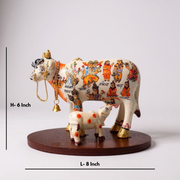 Sacred Kamdhenu Cow & Calf Figurine – Handcrafted