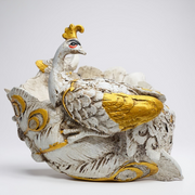 Peacock Decorative Bowl | White & Gold Showpiece for Home Decor