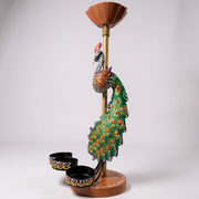 Peacock Candle Stand – Handcrafted Metal Decor
