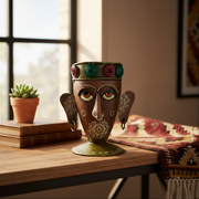 Tribal Face Pen Stand – Handcrafted Folk Art