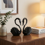Modern Black Swan Figurine | Minimalist Home Decor Accent (Set of two)