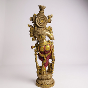 Divine Krishna Idol with Ornamental Elephant Tusks | Premium Home Décor & Spiritual Gift Set (Combo)