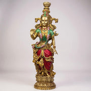 Royal Radha Krishna Idol with Twin Elephant Tusks | Premium Spiritual Home Décor & Gift Set (Combo)