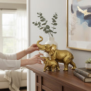 Golden Elephant Family Statue