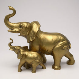Golden Elephant Family Statue