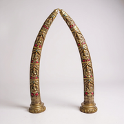 Antique Gold Elephant Tusk Arch with Ganesha Engraving