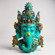 Turquoise Lord Ganesha Wall Hanging Mask