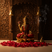 Goddess Lakshmi Idol Sitting on Lotus