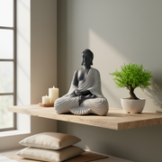 Black & White Meditating Buddha Statue