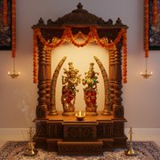 Royal Radha Krishna Idol with Twin Elephant Tusks | Premium Spiritual Home Décor & Gift Set (Combo)