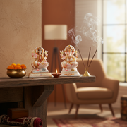 Divine Lakshmi Ganesha Idol Combo | Marble Finish Statue Set for Home Temple & Festive Décor (Combo)