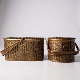 Handcrafted Metal Cutwork Basket – Decorative Utility