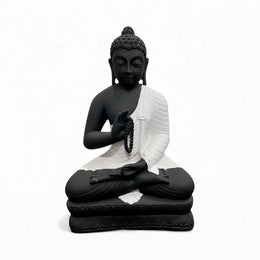 Black & White Meditating Buddha Idol
