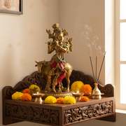 Harmonious Krishna with Cow Statue