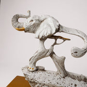 Mother and Baby Elephant Figurine | Elephant Showpiece with Golden Base