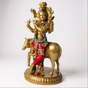 Harmonious Krishna with Cow Statue