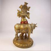 Harmonious Krishna with Cow Statue