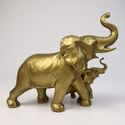 Golden Elephant Family Statue