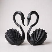 Modern Black Swan Figurine | Minimalist Home Decor Accent (Set of two)