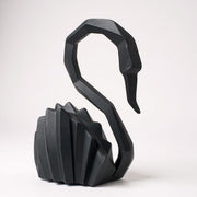 Modern Black Swan Figurine | Minimalist Home Decor Accent (Set of two)