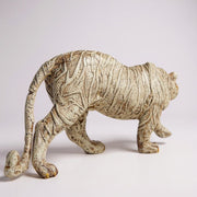 Majestic Tiger Figurine |Animal Showpiece in Antique White & Gold Finish