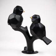 Modern Black Geometric Birds on Branch