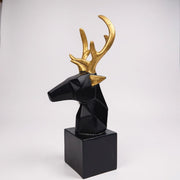 Modern Black & Gold Deer Head Sculpture | Geometric Showpiece for Home Decor