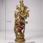 Divine Krishna Idol with Ornamental Elephant Tusks | Premium Home Décor & Spiritual Gift Set (Combo)