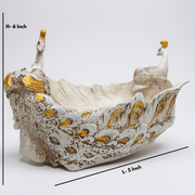 Peacock Decorative Bowl | White & Gold Showpiece for Home Decor