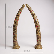 Royal Radha Krishna Idol with Twin Elephant Tusks | Premium Spiritual Home Décor & Gift Set (Combo)